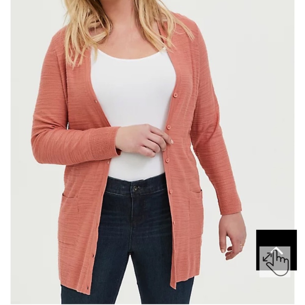 NWT Torrid Lightweight Slubknit Coral Cardigan 1X (14/16)